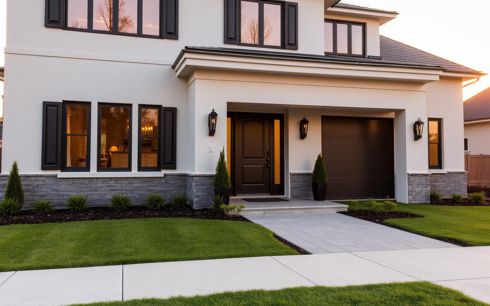 Freshly spray painted home exterior